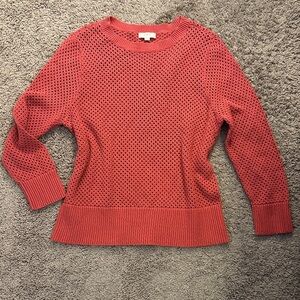 LOFT Cotton Coral Crew Neck Sweater